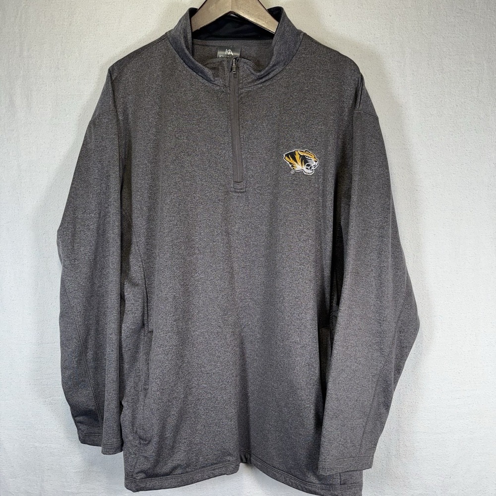 KNIGHTS APPAREL MEN'S MISSOURI TIGERS GRAY QUARTER ZIP JACKET-SIZE LARGE 42/44